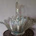 Crystal Carnival Glass Feathered Large Fireside Basket