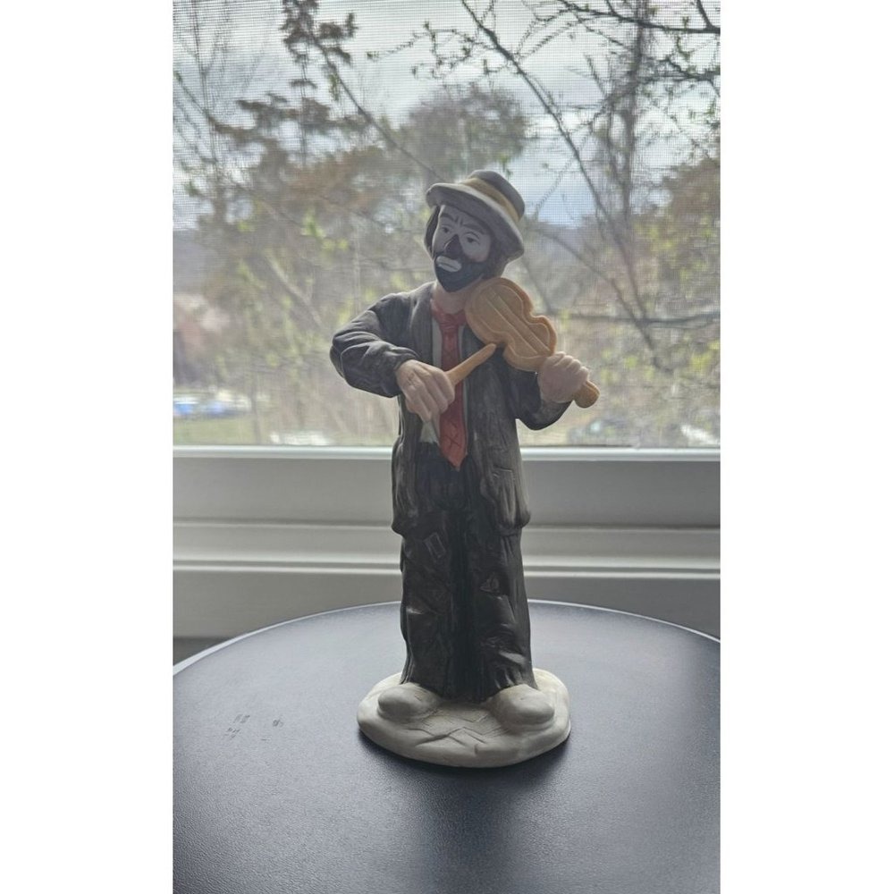 Vintage Emmett Kelly Jr. (EKJ) Porcelain Clown by Flambro: Hobo w/violin
