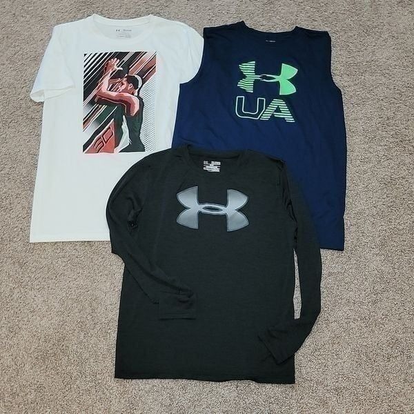 Under Armour UA Boys Size XL X-Large Shirt Lot ~ Tank Short Sleeve & Longsleeve