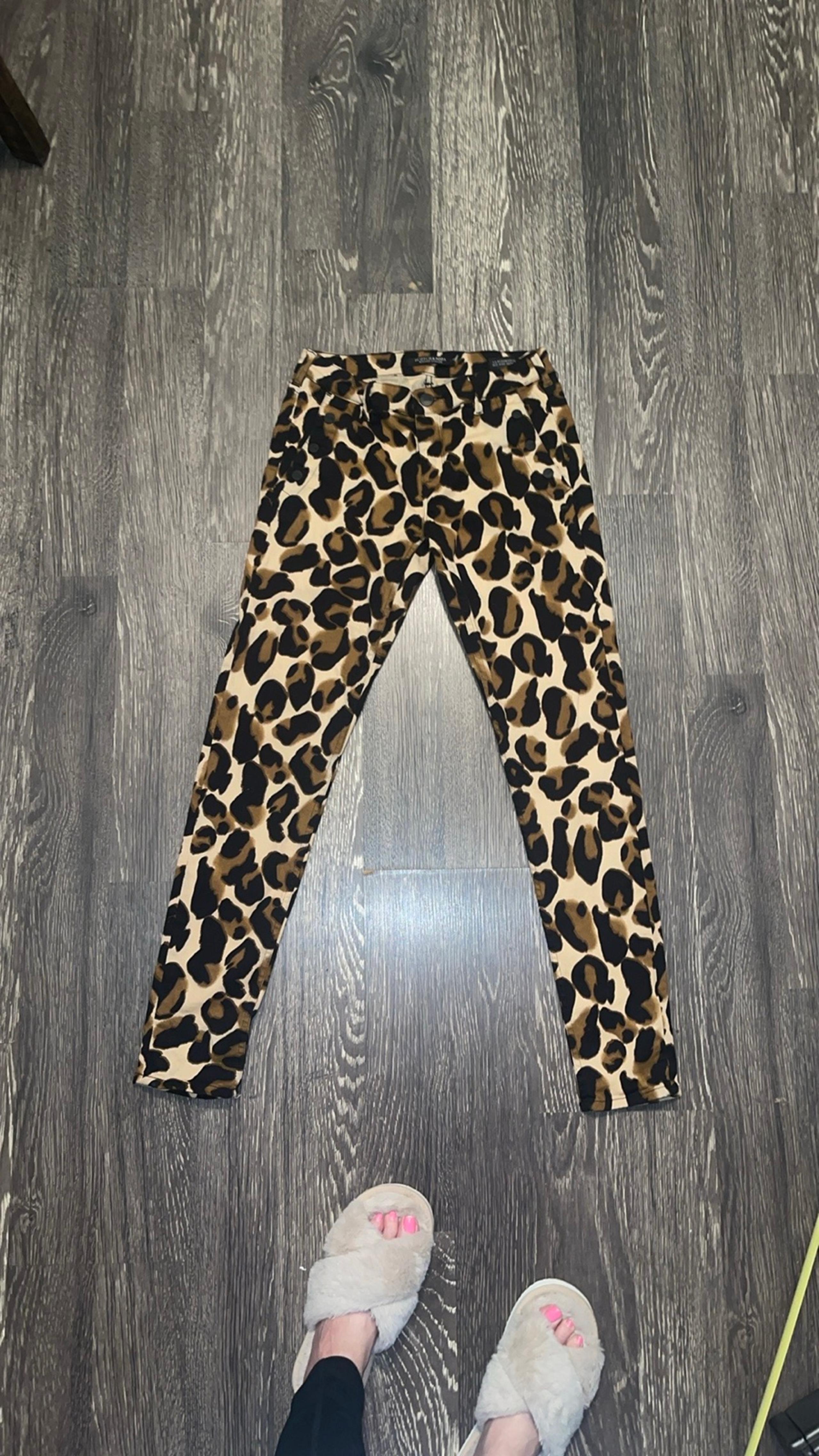 Maison Scotch; Scotch & Soda Leopard Print Mid rise Skinny Jeans Size:26/32