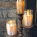 Gold Glass Flameless Candles, Battery Operated LED Pillar Candles with Remote