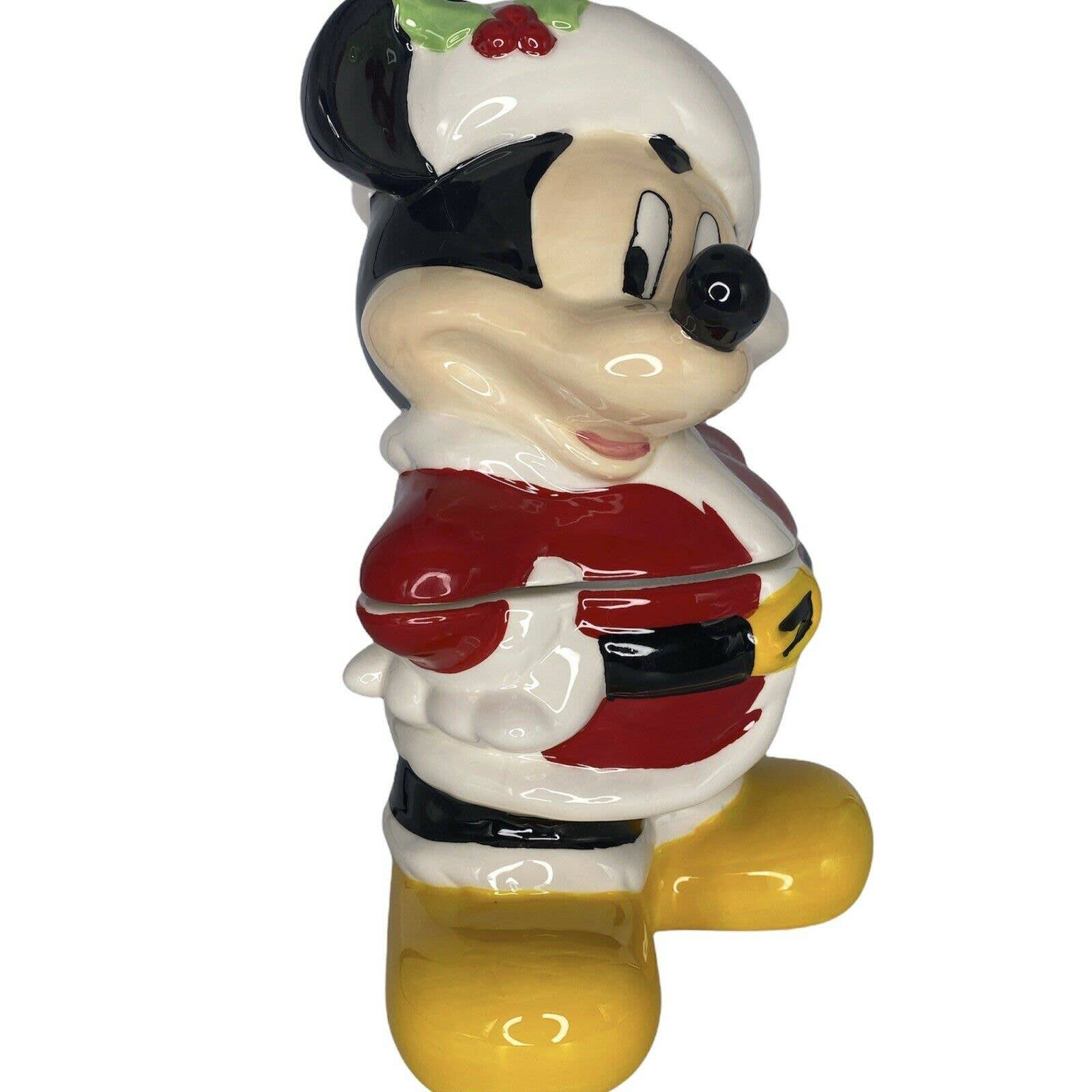 Disney Mickey shops Mouse as Santa Clause Christmas Cookie Jar 11 Inch New