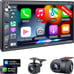 SJoyBring Upgrade Wireless Double Din Car Stereo with Apple Carplay Android Aut