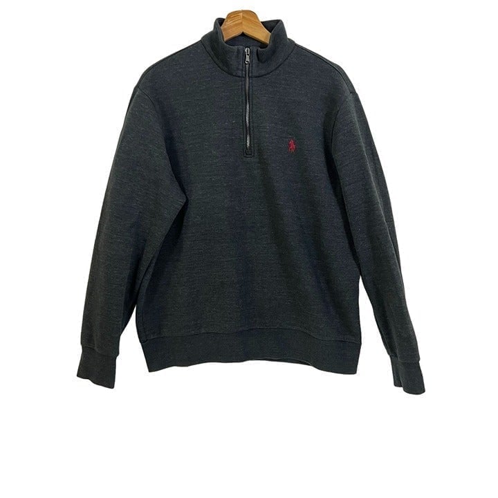 Polo Ralph Lauren Men's Dark Gray Pullover Sweater Quarter Zip size Large