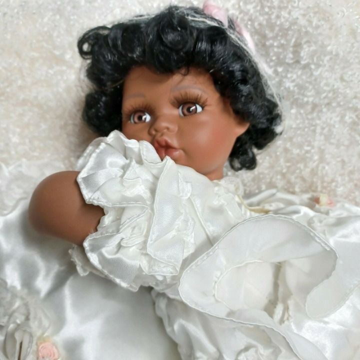 Artmark Debutante Dolls Porcelain African American Doll with Pillow