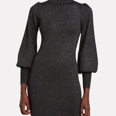 395 NWOT A.L.C. Audrey Lurex Turtleneck Sweater Dress in black shimmer XS
