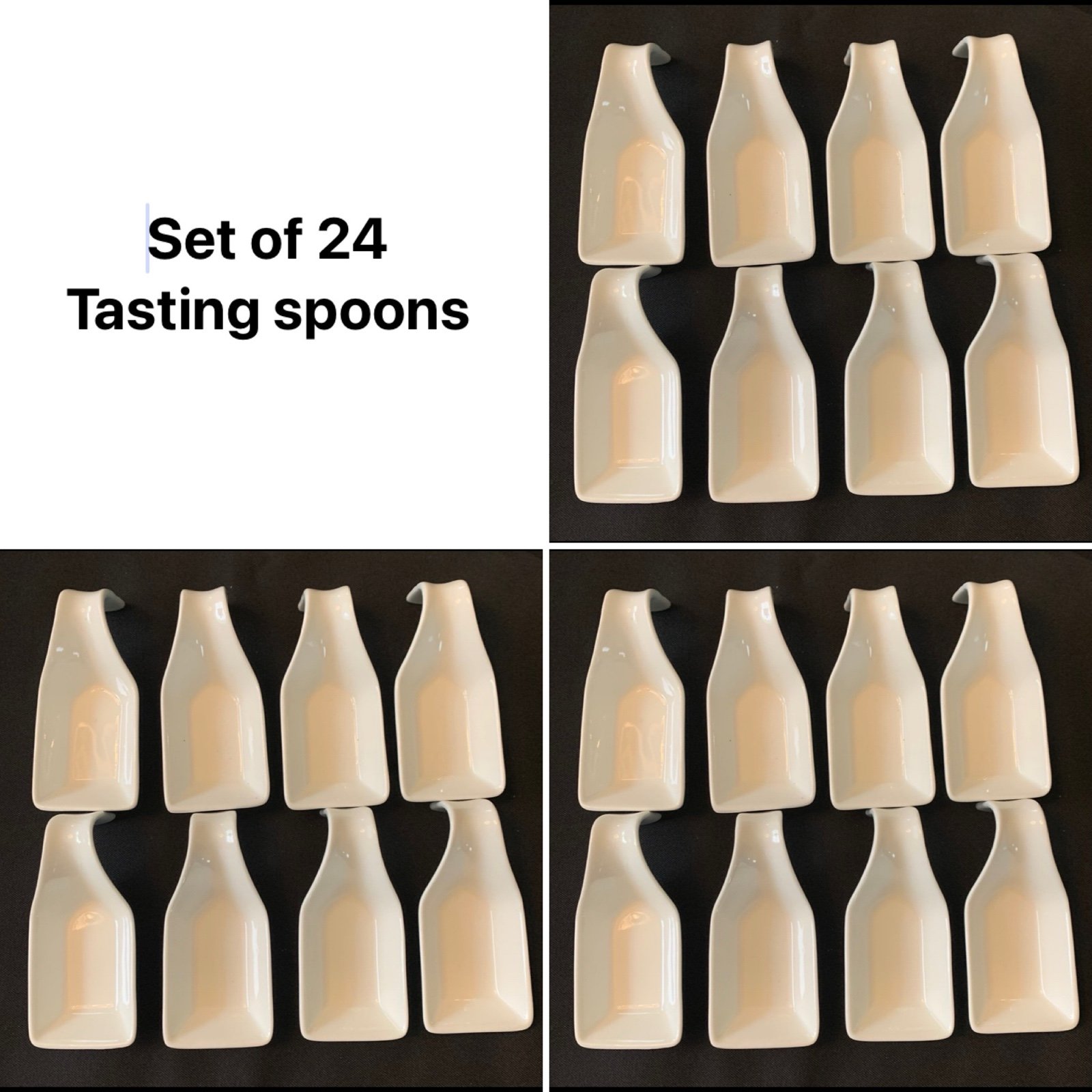 Tasting Appetizer Porcelain Square Spoons Front of the House FOH white set of 24