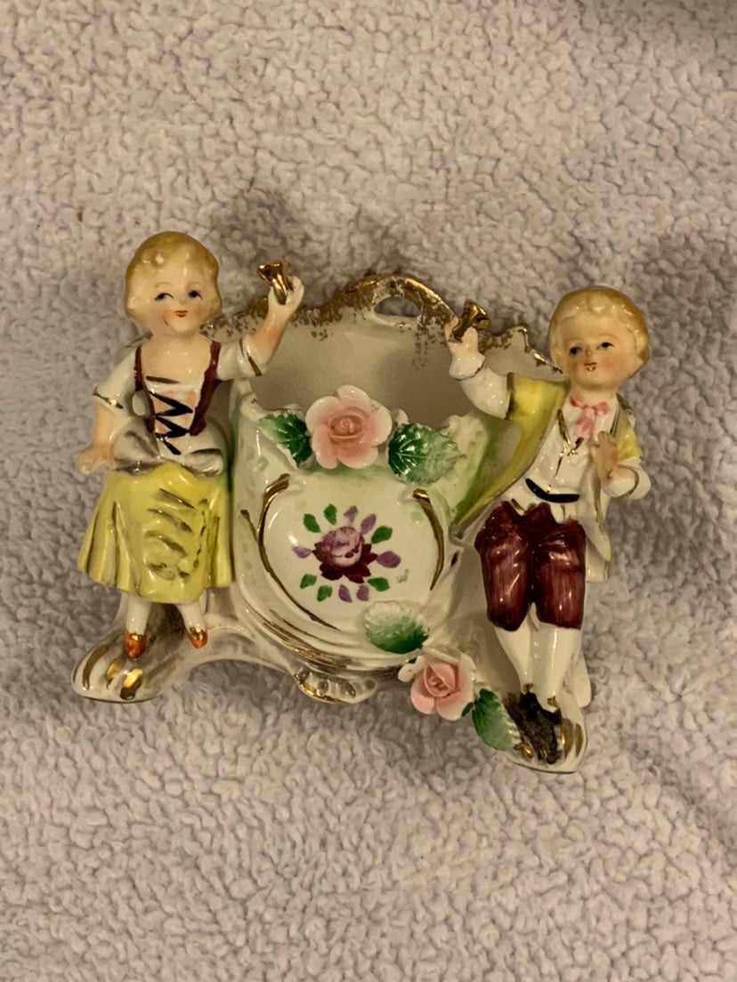 VINTAGE UCAGCO CERAMICS JAPAN BOY & GIRL PLANTER