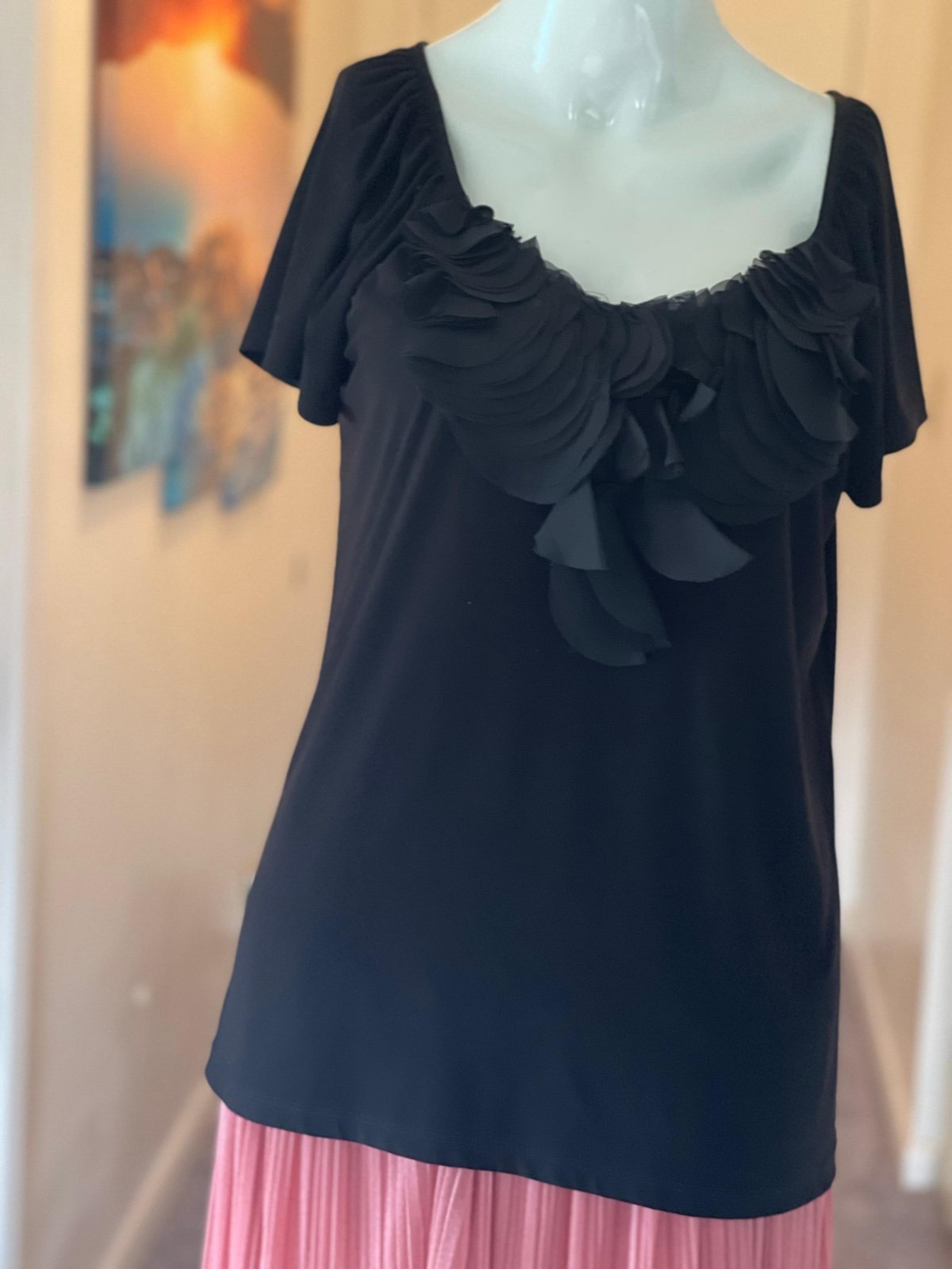 Women black elegant blouse XL