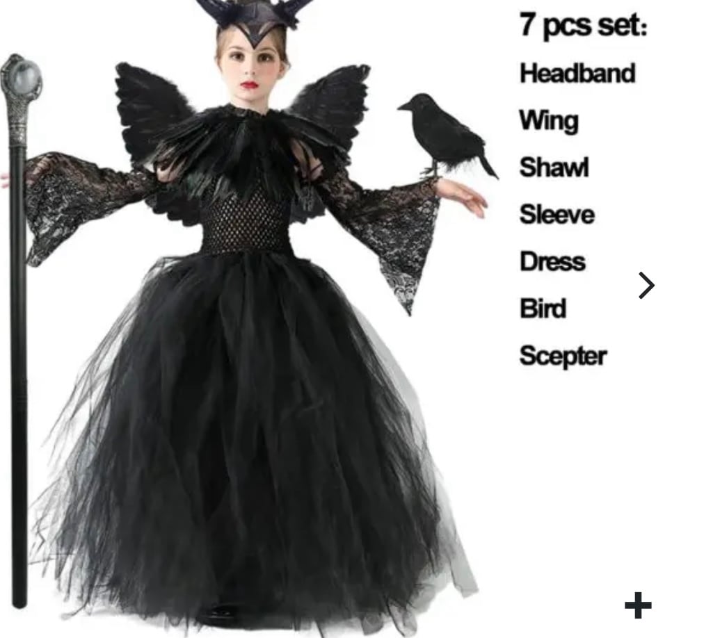Girls Halloween Maleficent Evil Queen Costume