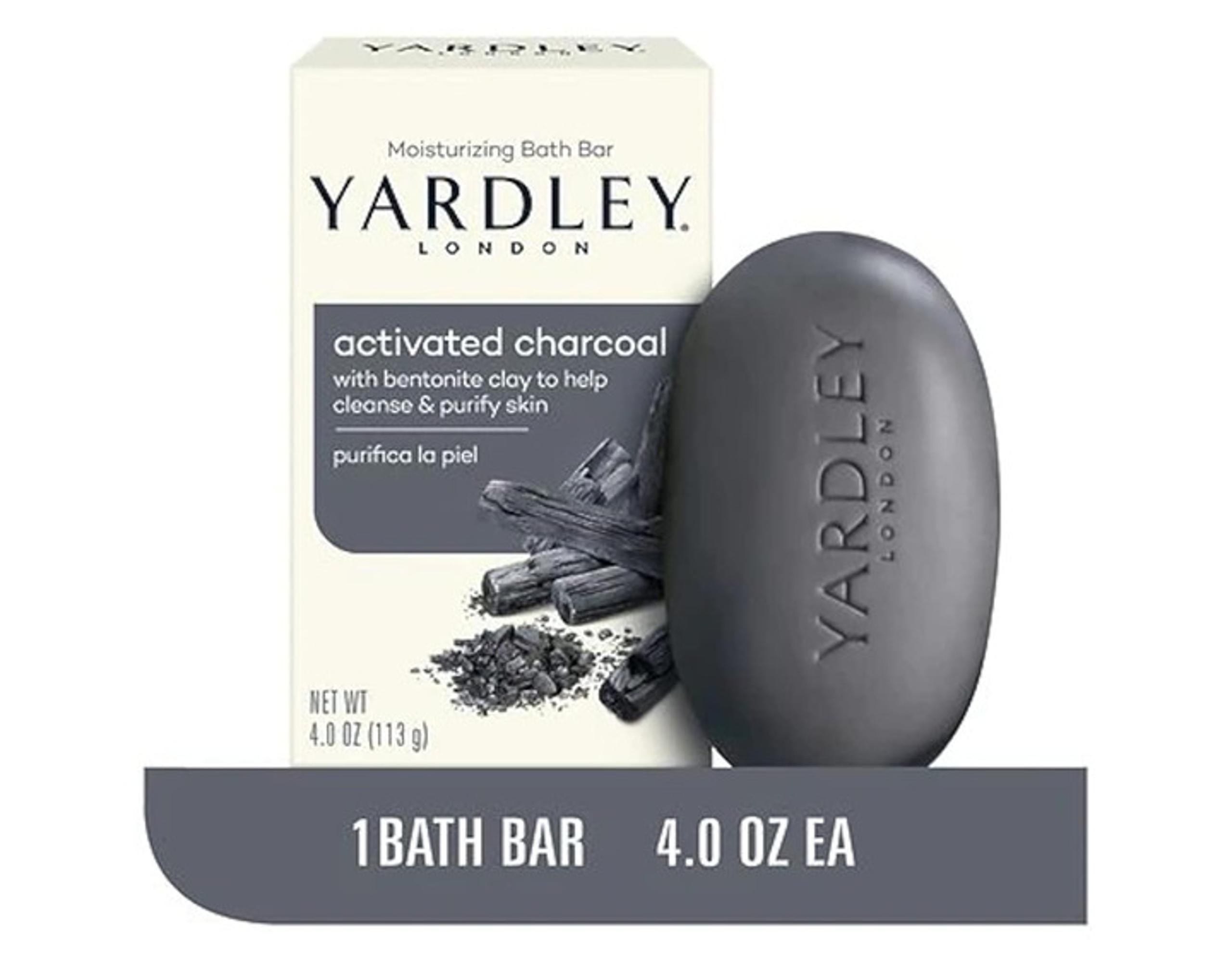 Yardley London Activated Charcoal Moisturizing Bath Bar Soap, 4.25 oz