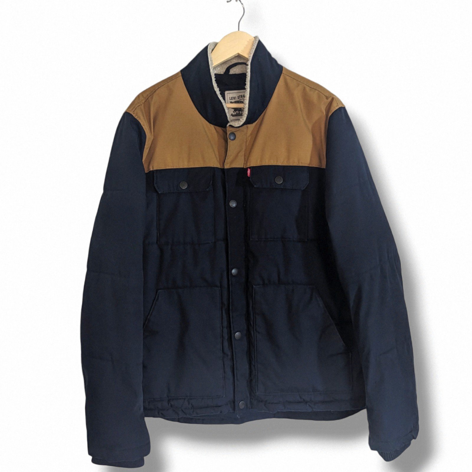Levi's | Woodsman Navy & Brown Quilted Puffer Jacket Men's Size L