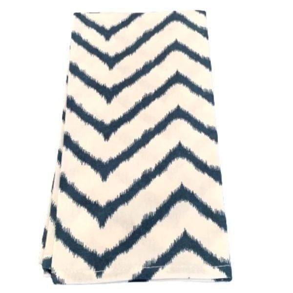 12 Chevron Ikat Zig Zag Cotton Cloth Napkins Coastal Rustic Farmhouse 20” NWOT