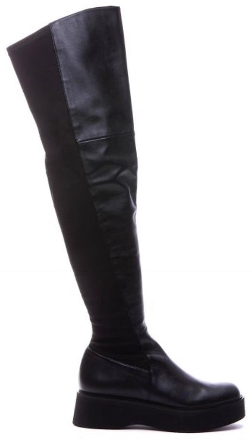 Paloma Barcelo Cresi OTK Black Stretch Leather Boots Size 7 795 NEW