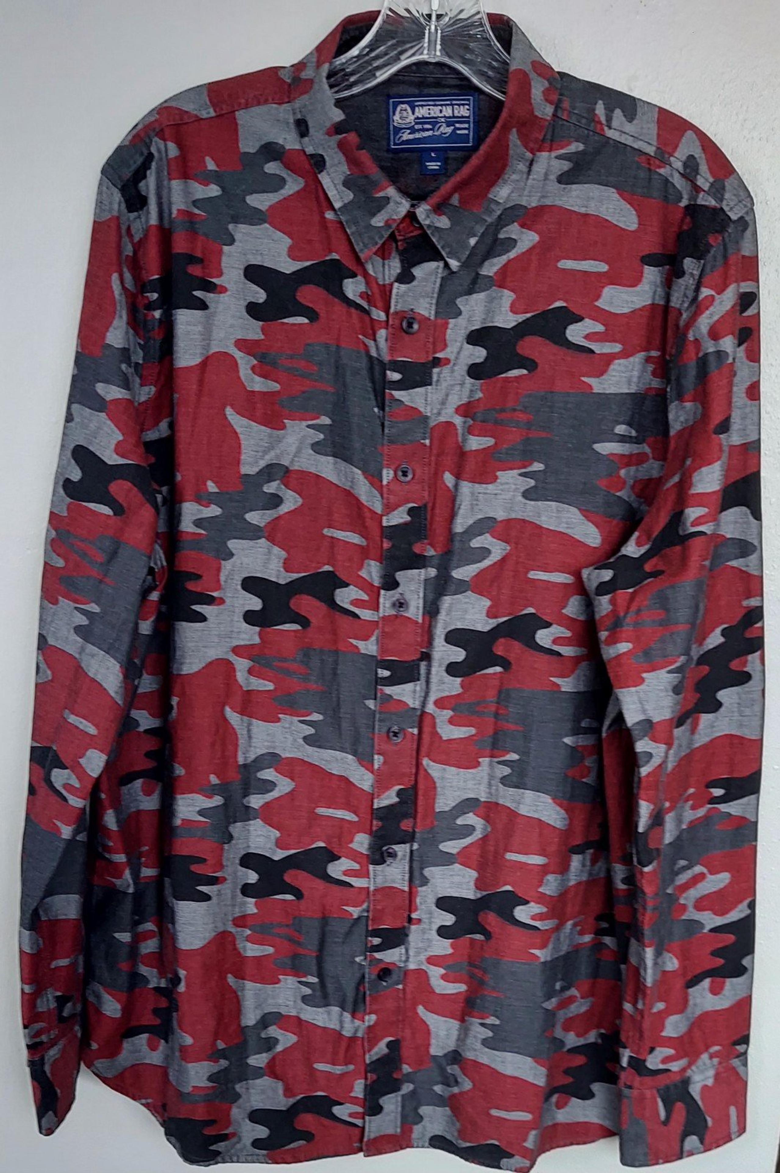American Rag Cie Men's Camoflage Button Down Shirt Long Sleeve Size Lg