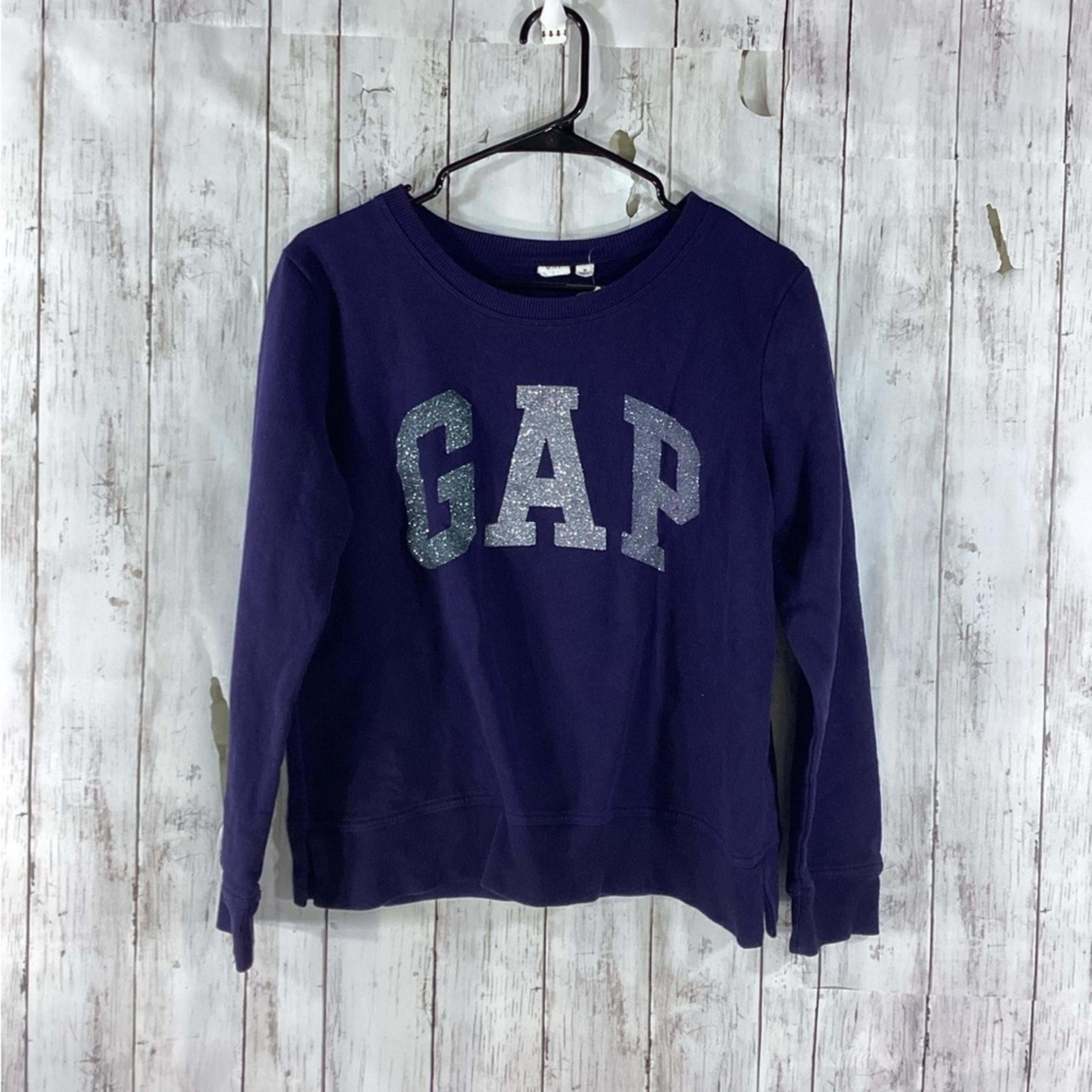 Gap Women's Sparkle Arch Logo Pullover Fleece Sweatshirt Top sz m