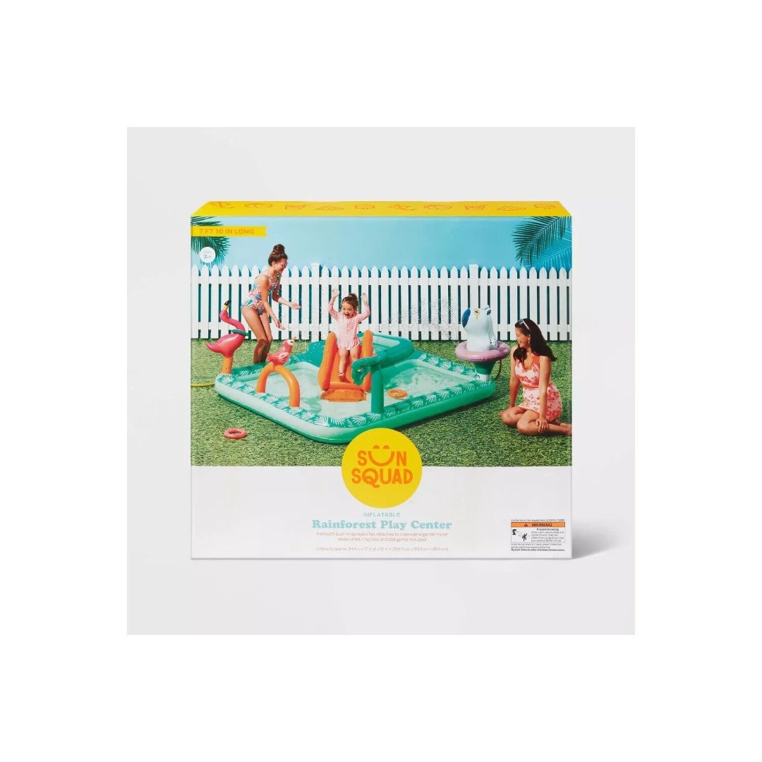 Sun Squad Inflatable Rainforest Play Center Built-in Sprayer Water Slide Games