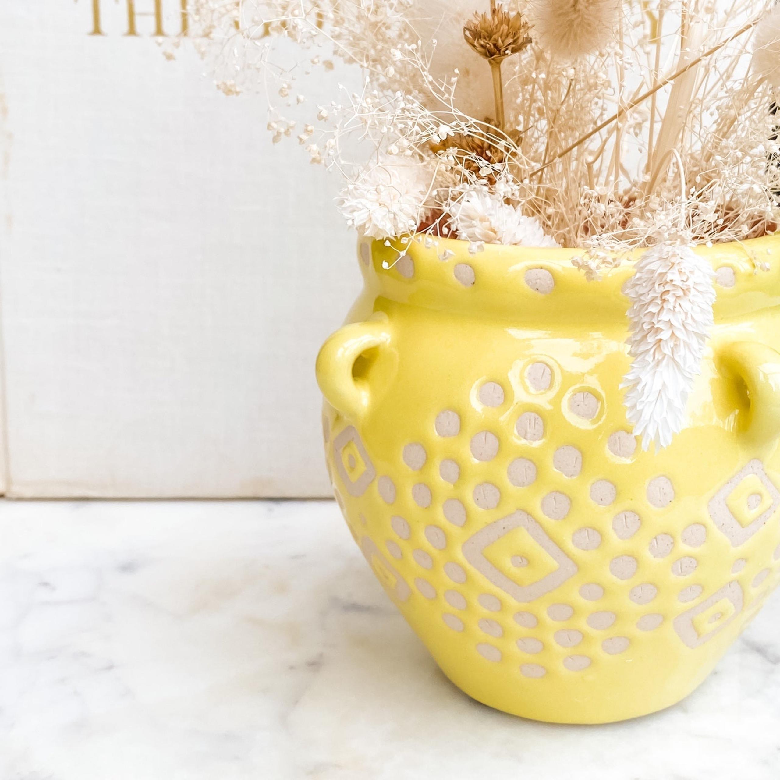 Anthropologie | Yellow Glazed Planter Pot