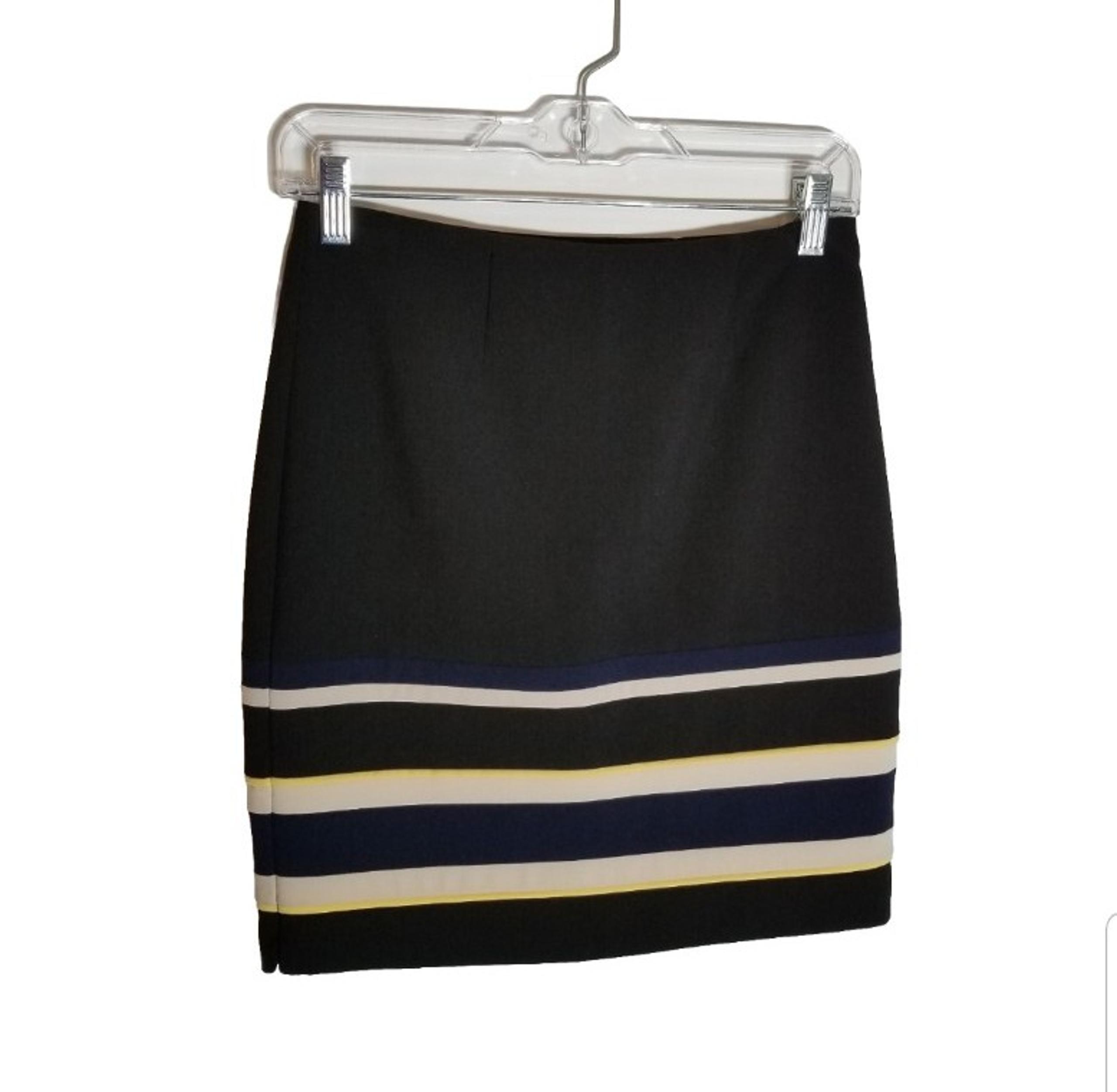 White House Black Market Skirt Women's 0 Pencil Striped Side Zip Stretch Black