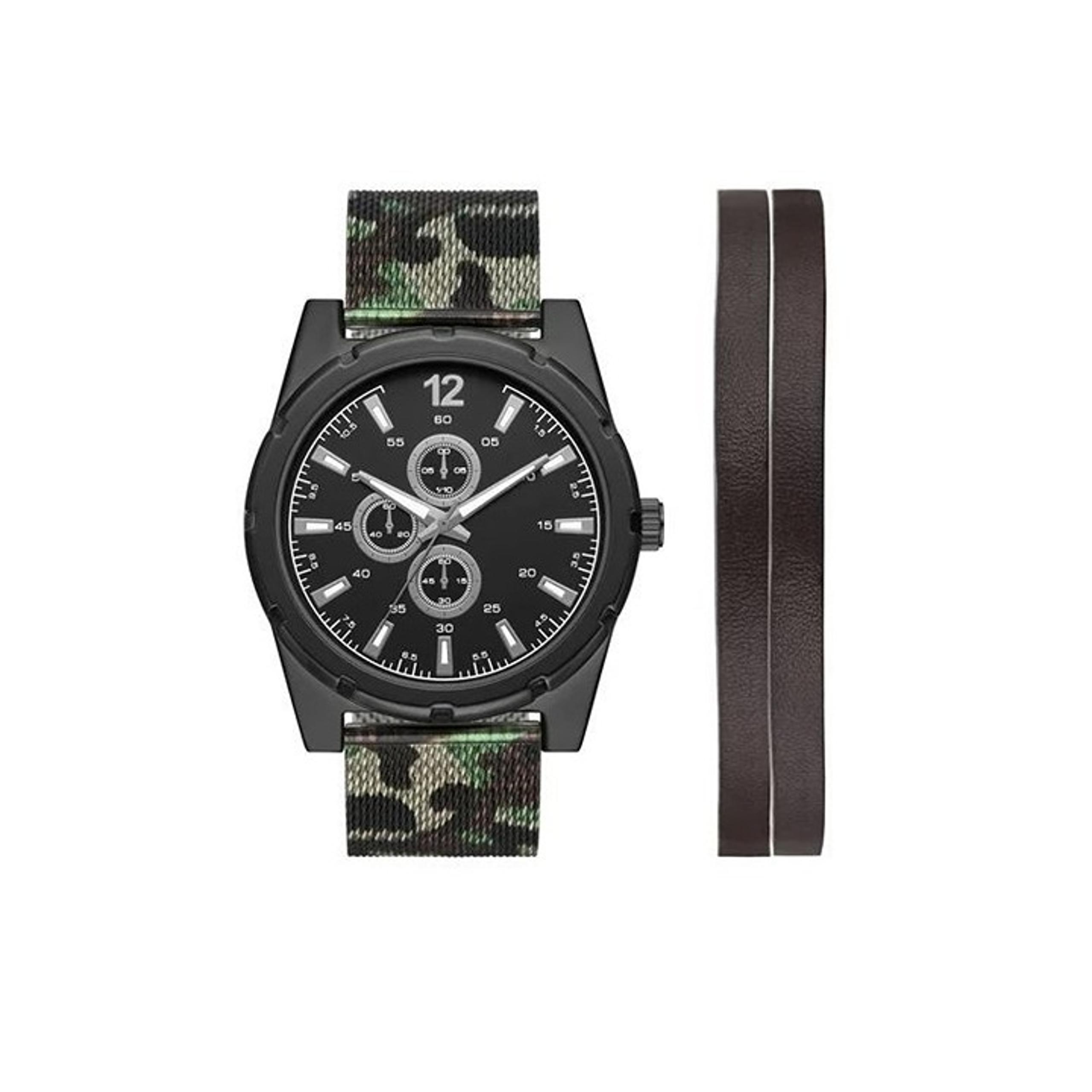NEW George Mens Watch & Bracelet Set Army Camouflage Hunters Analog Classic!