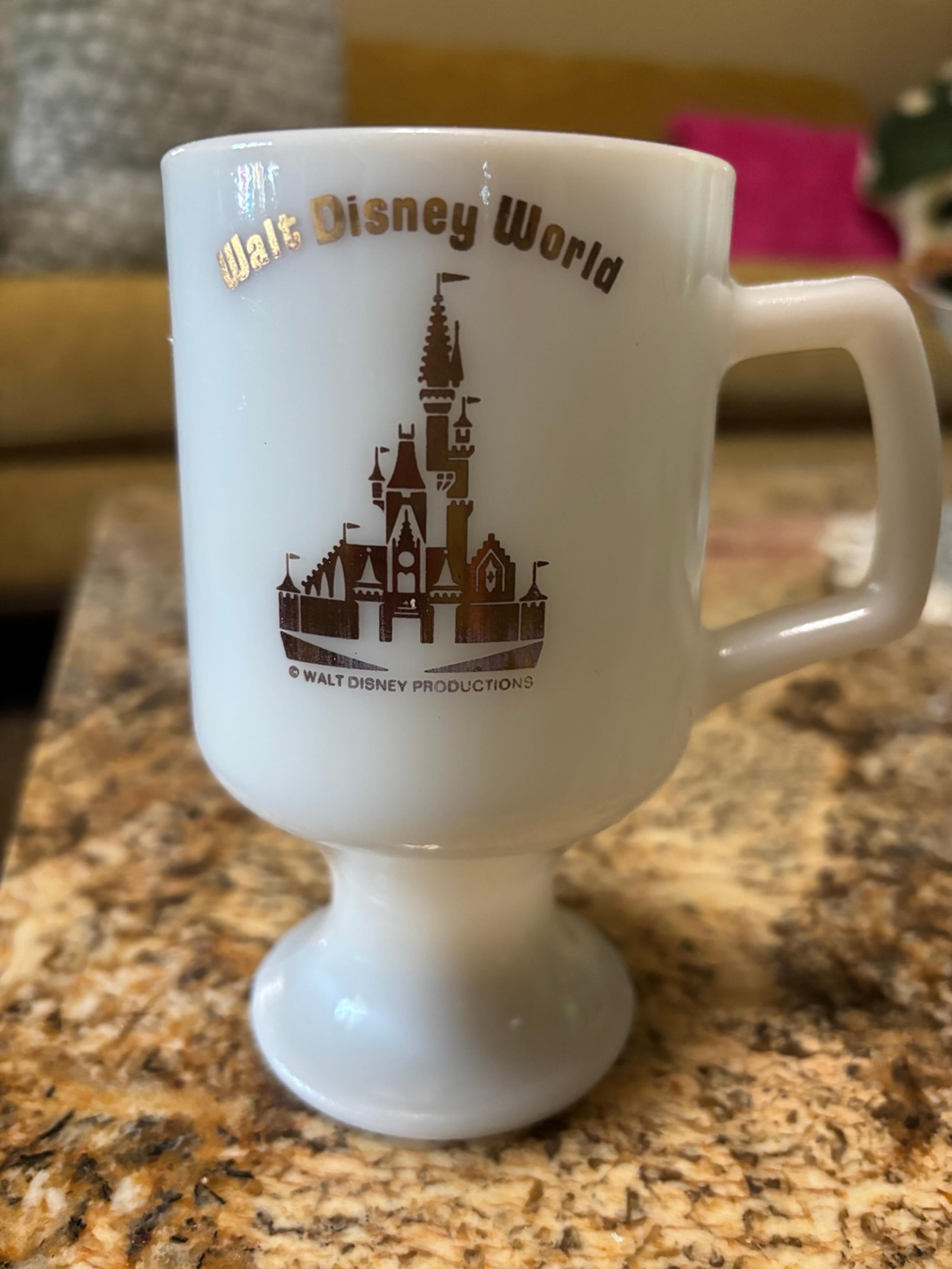 Disney Parks WDW 50th Celebration Milk Glass Footed Mug
