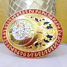 Longhorn horseshoe Western heavy Oval Buckle LARGE SIZE GOLD SILVER Red border