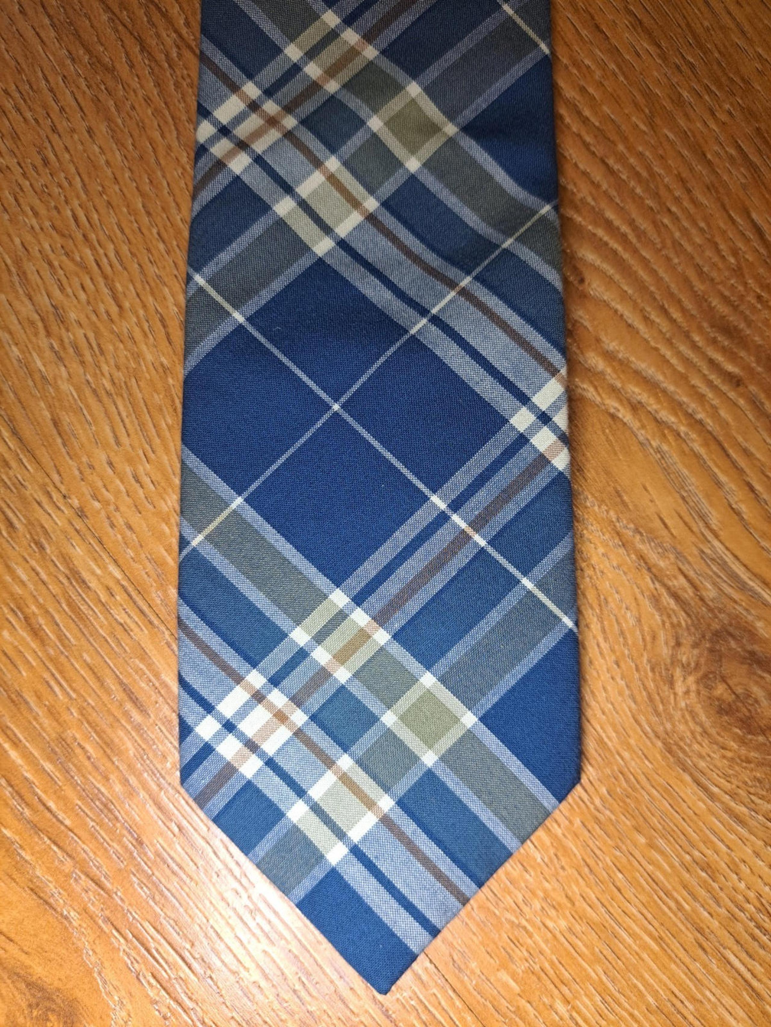 COTTON J Crew Tie Mens Blue Plaid Multicolor Skinny Necktie