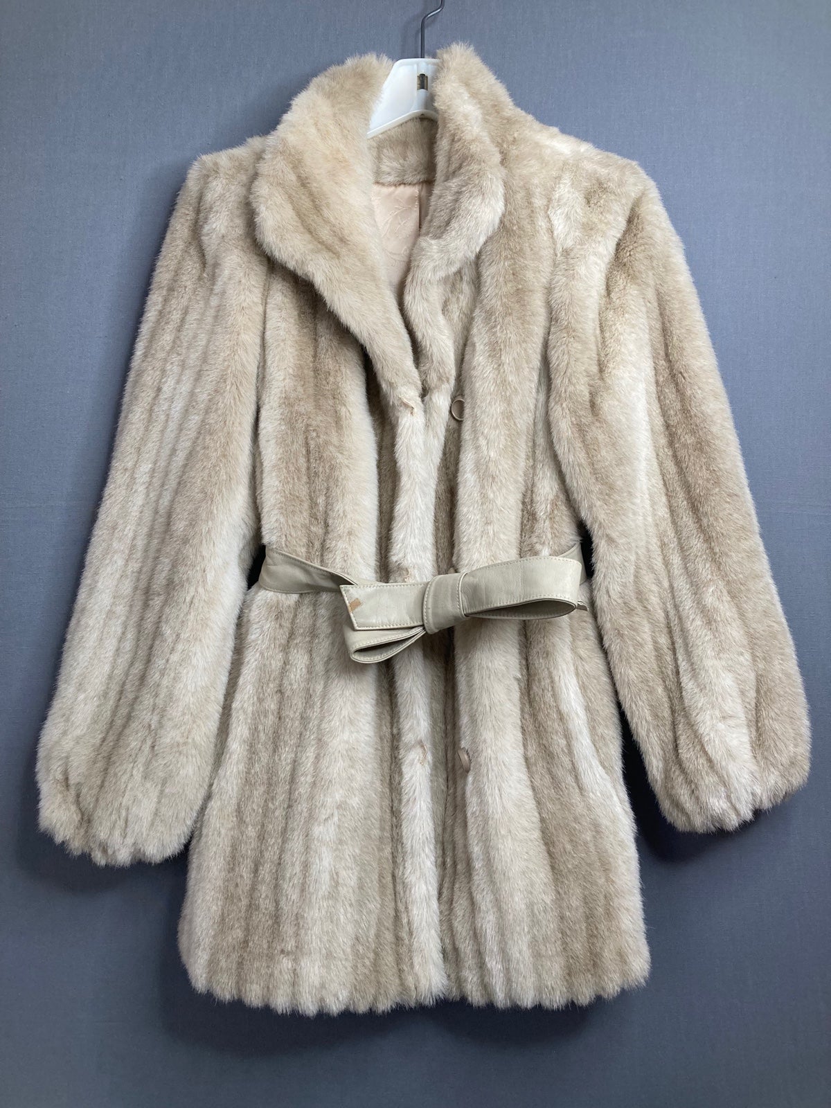 Vintage Rossano Collection faux fur coat in tan