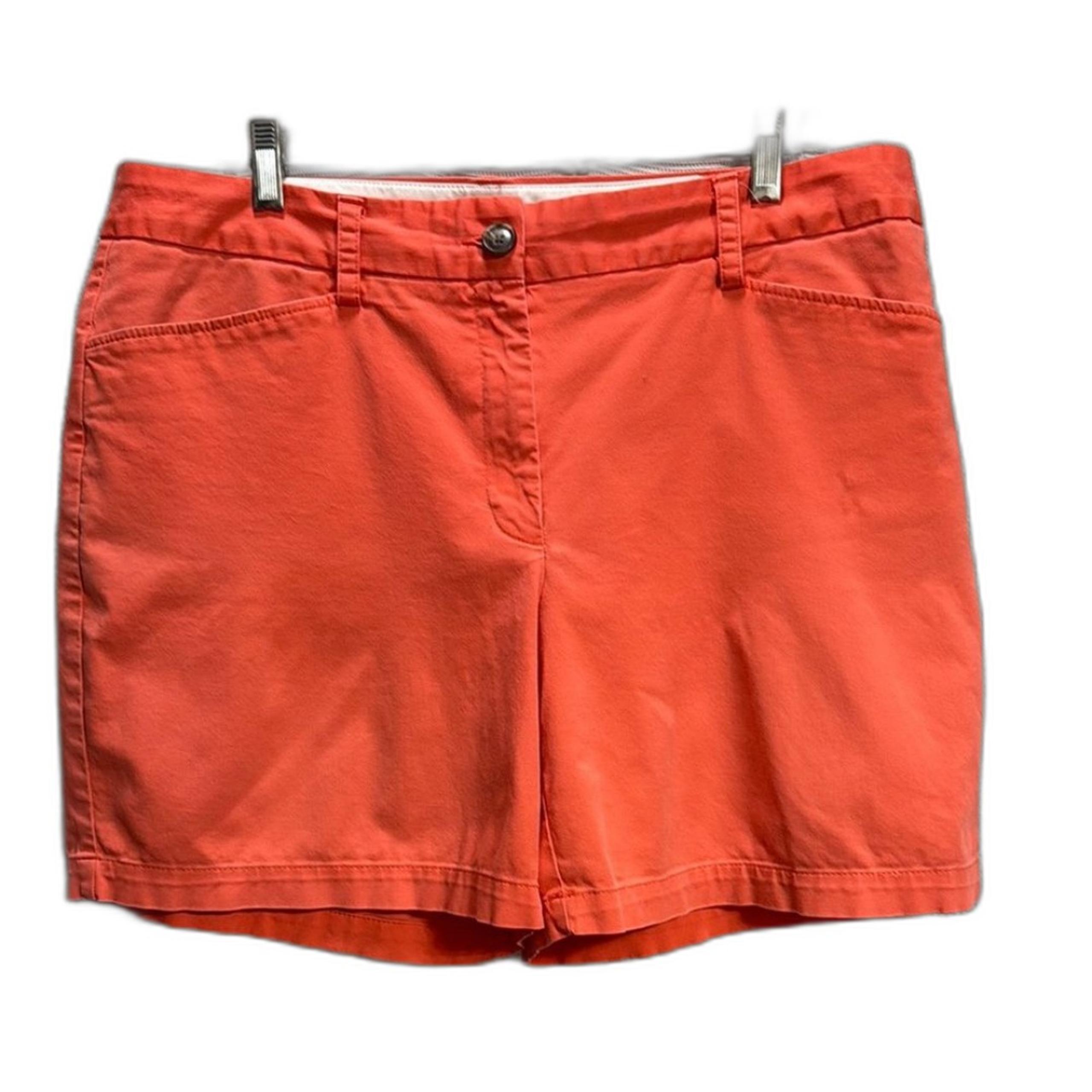 Lands End Women's Classic 7" Chino Shorts SZ 14 Fit 2 coral/mango orange preppy