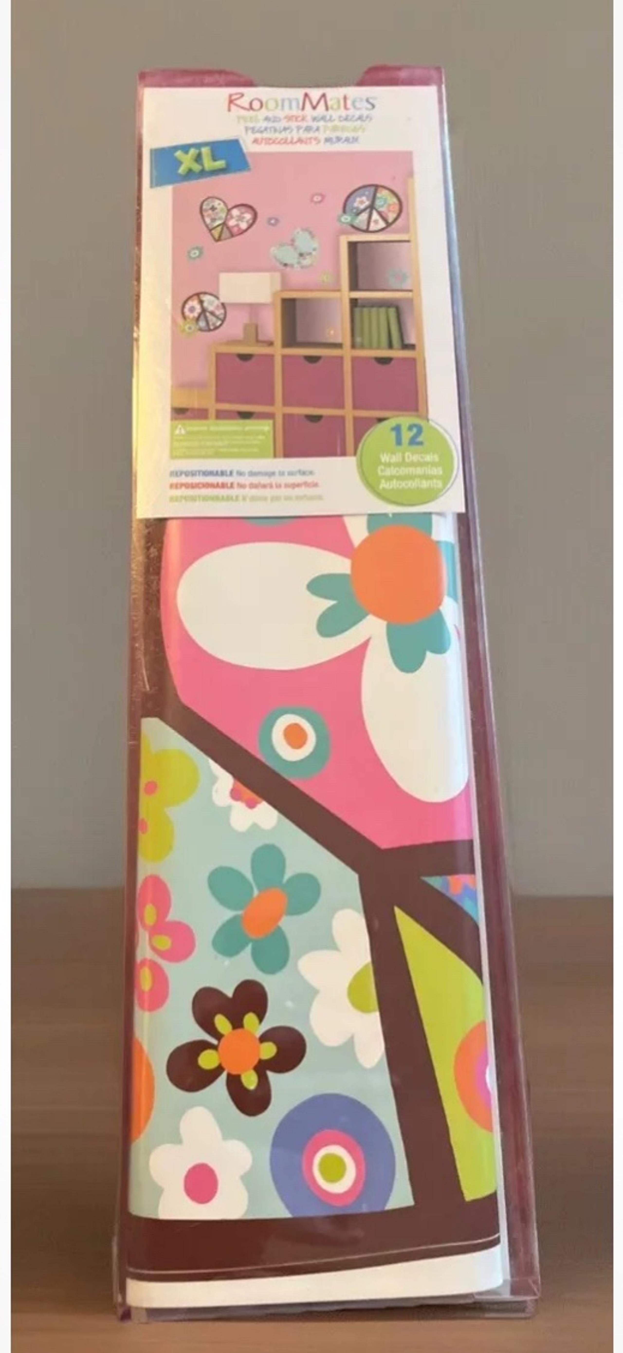 RMK1621GM Heart and Flower Peace Sign Peel Stick Multicolor - RoomMates