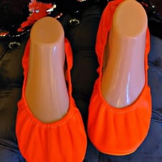 The Storehouse Limited Edition Neon Highlighter Orange Leather Ballet Flats