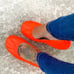 The Storehouse Limited Edition Neon Highlighter Orange Leather Ballet Flats