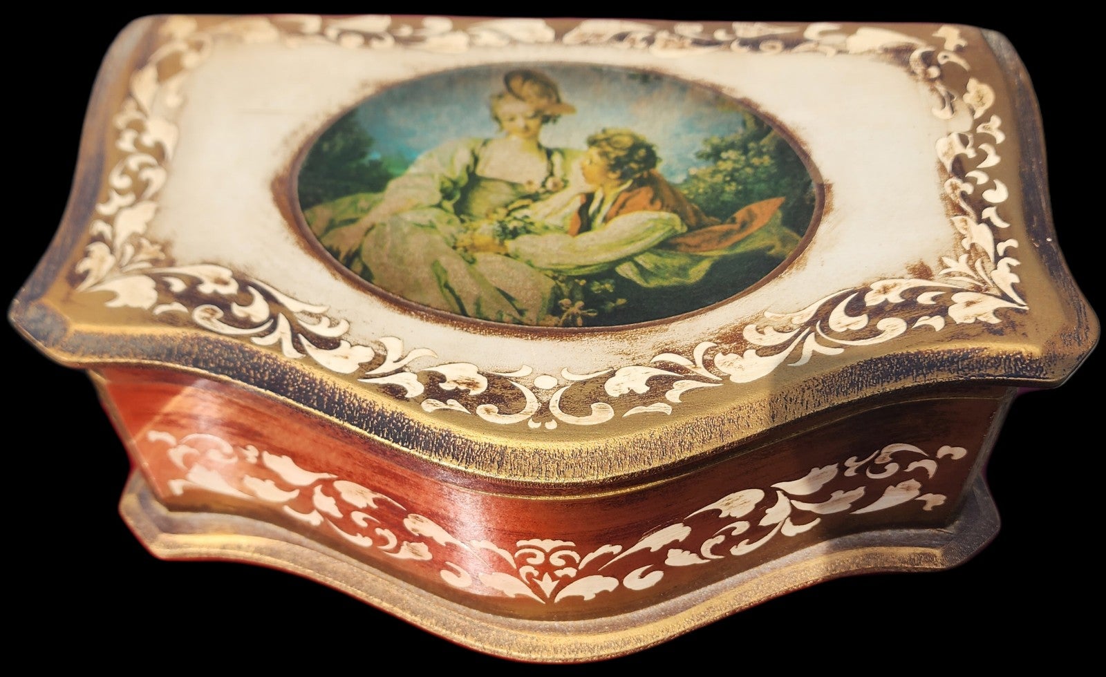 Vintage Florentine Kellerman Musical Jewelry Box Victorian Jewel Case