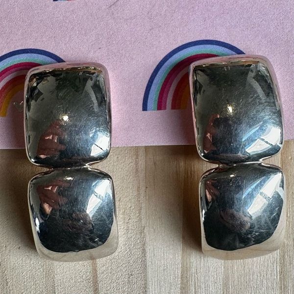 Simon Sebbag Sterling Silver Modernist Clip-On Earrings