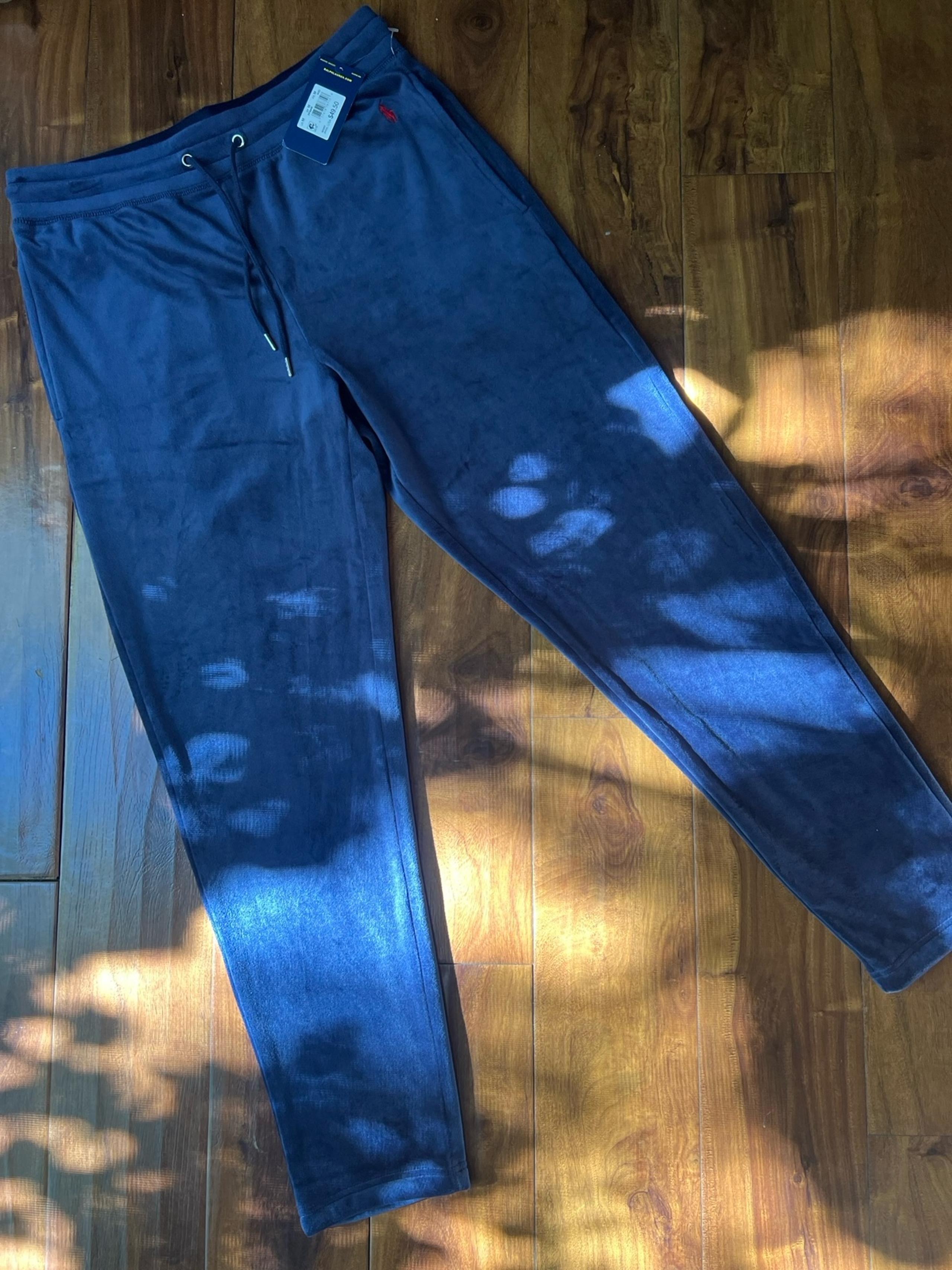 POLO RALPH Lauren  Men's Jogger Sleeping Velour Pants Medium Blue