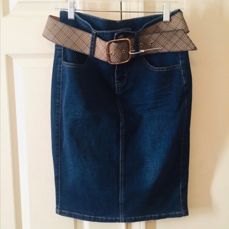 Stylish Denim Belted Skirt