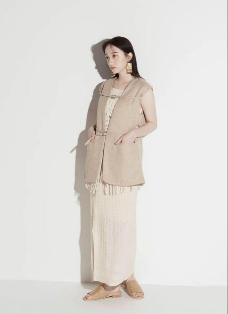 トップス linen like belt vest beige Eaphi eaphi linen-like belt vest, beige
