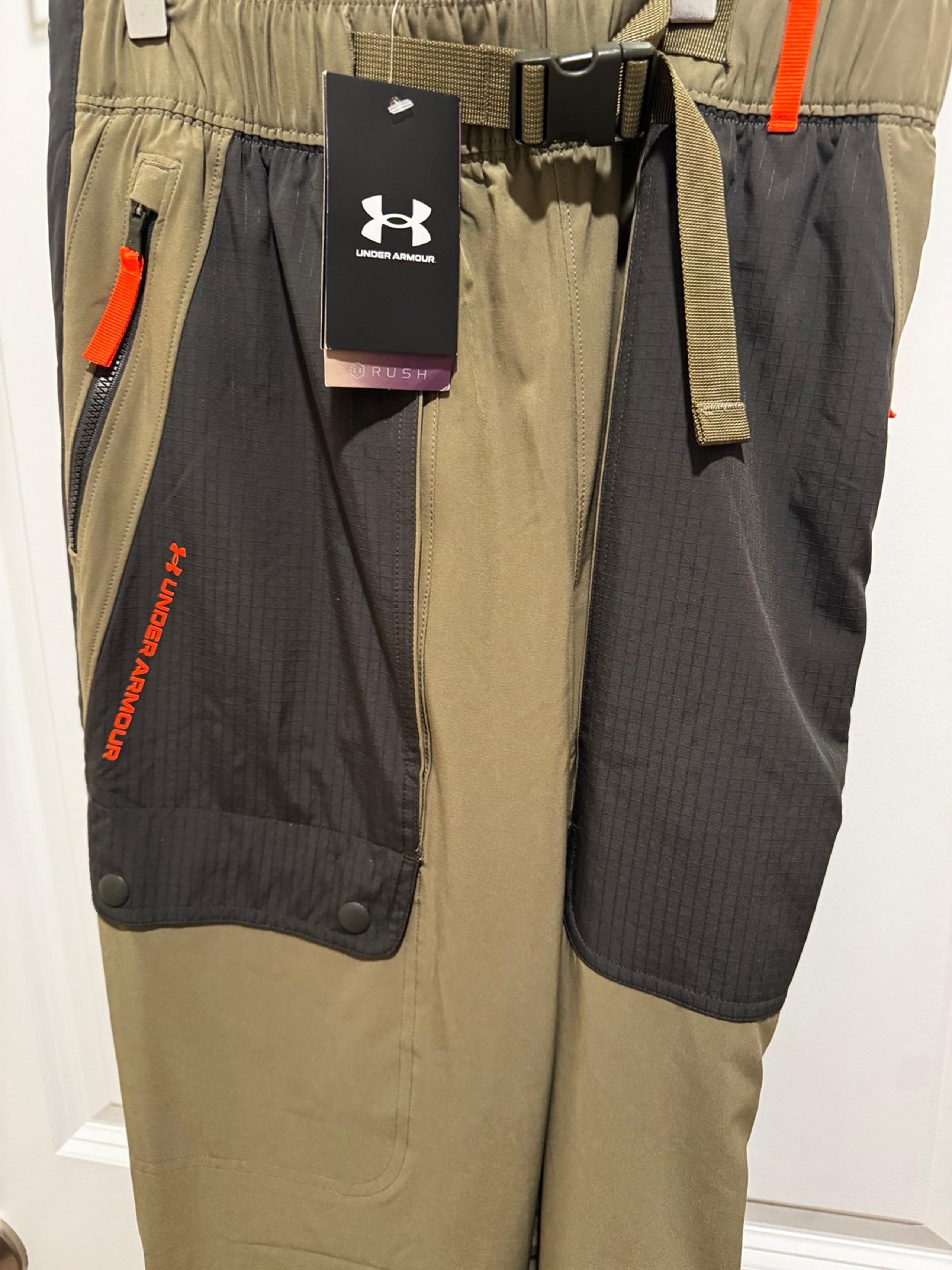 Under Armour Rush Woven Pants Mens Medium Green Belted Utility Breakway $120