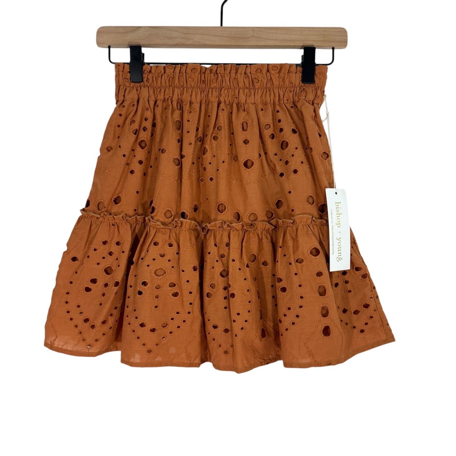 Bishop + Young Women’s Size XS Amber Brown 100% Cotton Eyelet Lace Mini Skirt