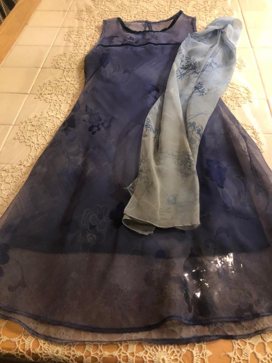 Blue Beverly Hills Swag Dress w/ Scarf