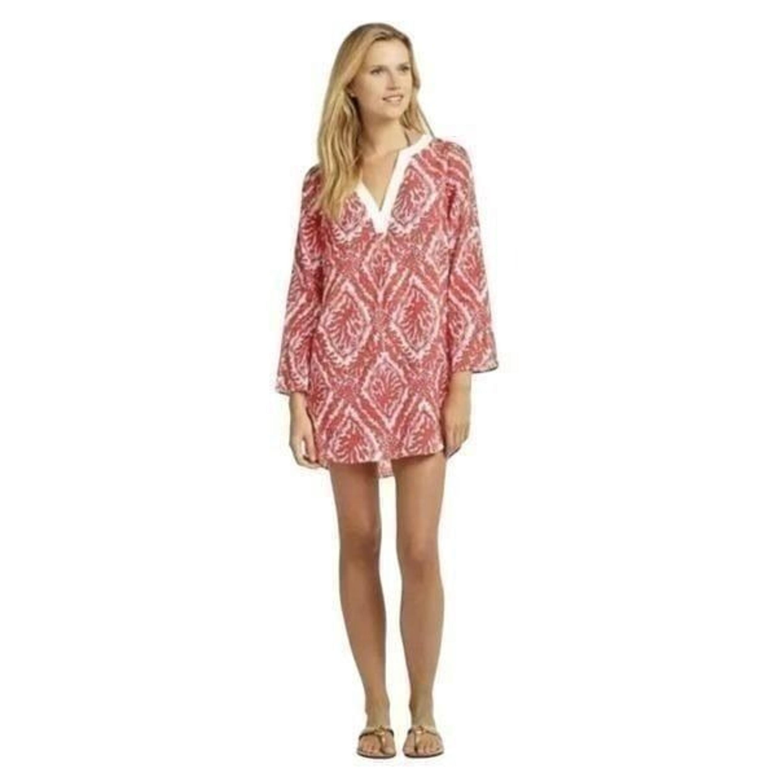 LILLY PULITZER Ripley Coral Tunic Beach Cover Up Size XS