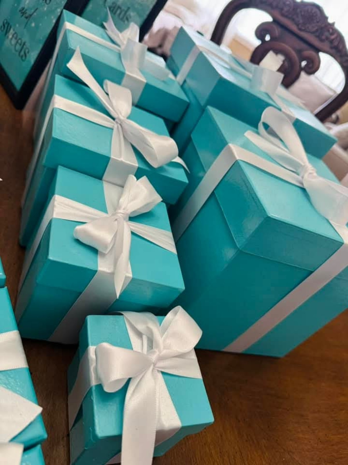 Party boxes, roses, and table top frames