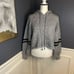 Onize Varsity Striped Blouson Sleeve Hoodie Sweater