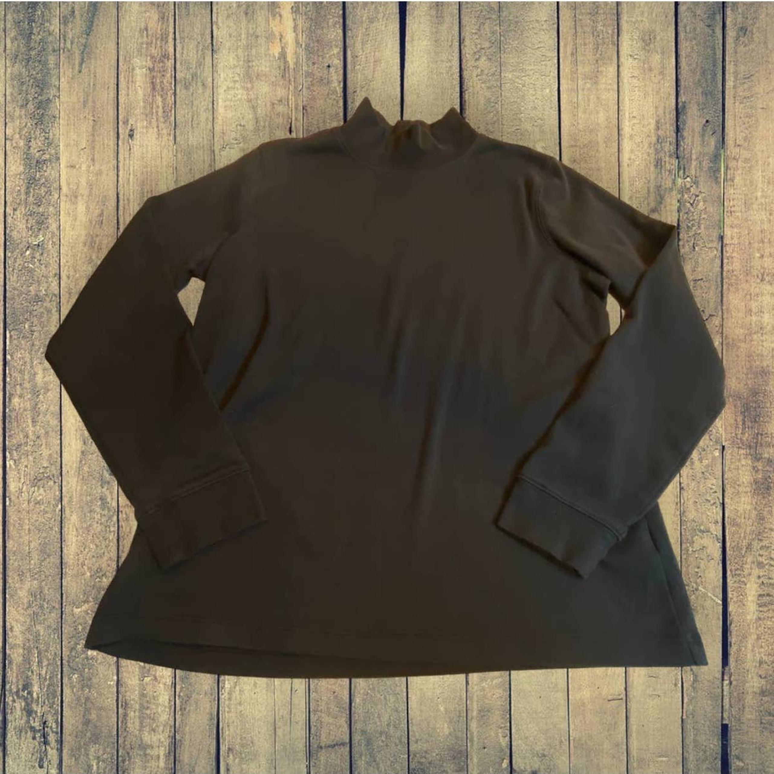 L.L. Bean Black Soft Cotton Turtleneck Long Sleeve Shirt Size M Reg