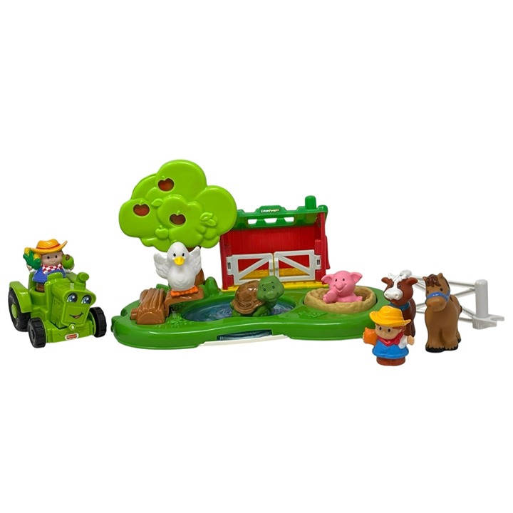 FISHER-PRICE Little People Pig Pen Duck Pond Playset + Tractor Farmer Cow Turtle