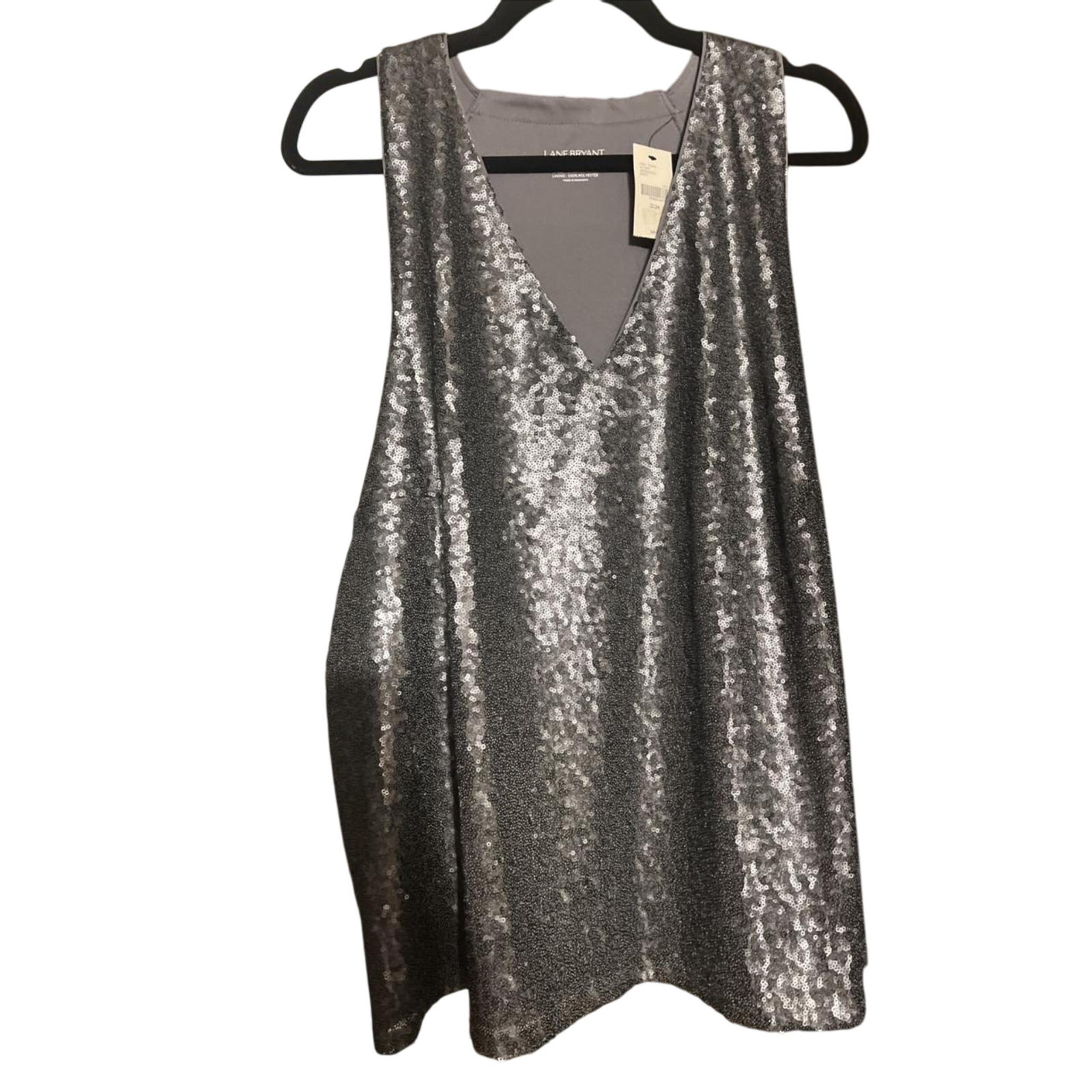 Lane Bryant Womens Black Sequin Sleeveless Scoop Neck Tank Top Size 22/24 NWT