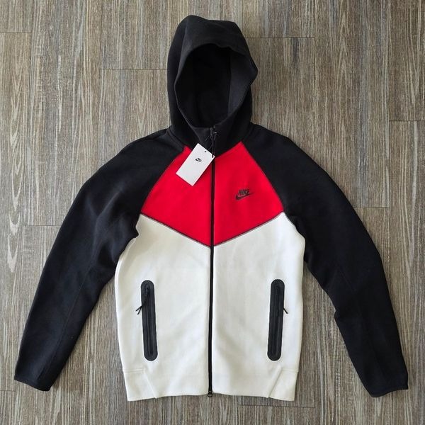 Nike Tech Fleece Windrunner Full-Zip Hoodie Men's Small Black White Red Jacket