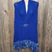 NEW Royal Blue Hand Knitted Knit Long Shawl Wrap Boho Hippie Fringed Topper