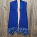 NEW Royal Blue Hand Knitted Knit Long Shawl Wrap Boho Hippie Fringed Topper