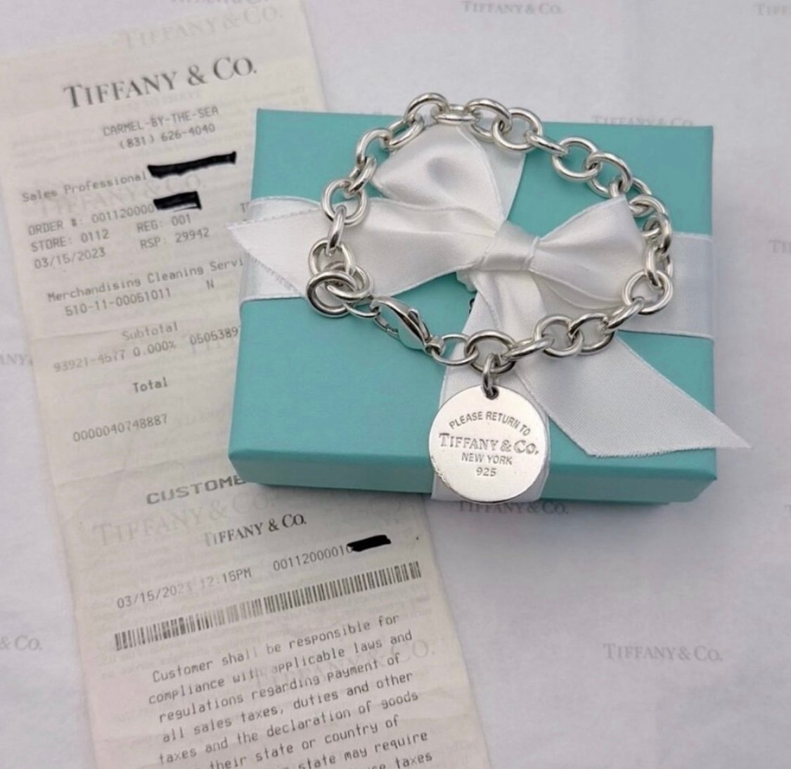 Tiffany & Co. Return to Tiffany Circle Tag Charm Bracelet Sterling Silver “8.25”